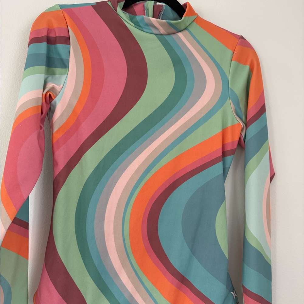 Hurley Multicolor Wave Pattern One Piece Swimsuit - image 7